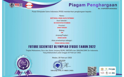 Piagam Penghargaan dari Pusat Olimpiade Sains Indonesia