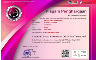 Siswa MI Hidayatus Syubban meraih mendali Emas dalam Future Scientist Olympiad bidang IPA tingkat SD/MI se-Indonesia tahun 2022